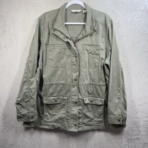 LL Bean Utility Field Chore Jacket Women's 2X Safari Canvas Cotton Green